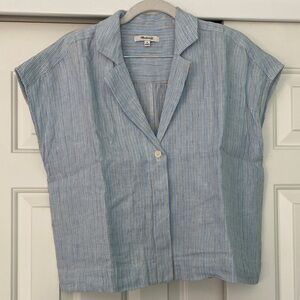 Madewell Light Blue Striped Button Down Linen Shirt